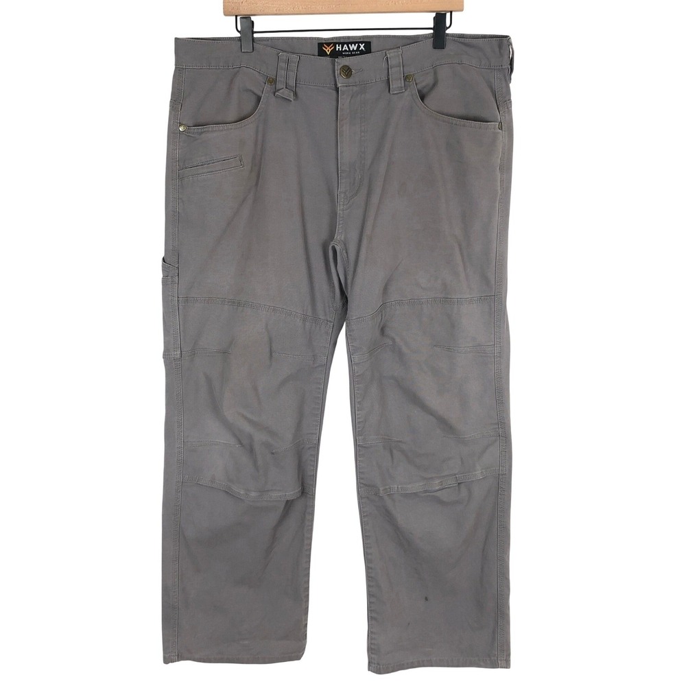 HAWX Work Gear Canvas Utility Carpenter Pants Articulated Knee Men's 38x30 Gray
